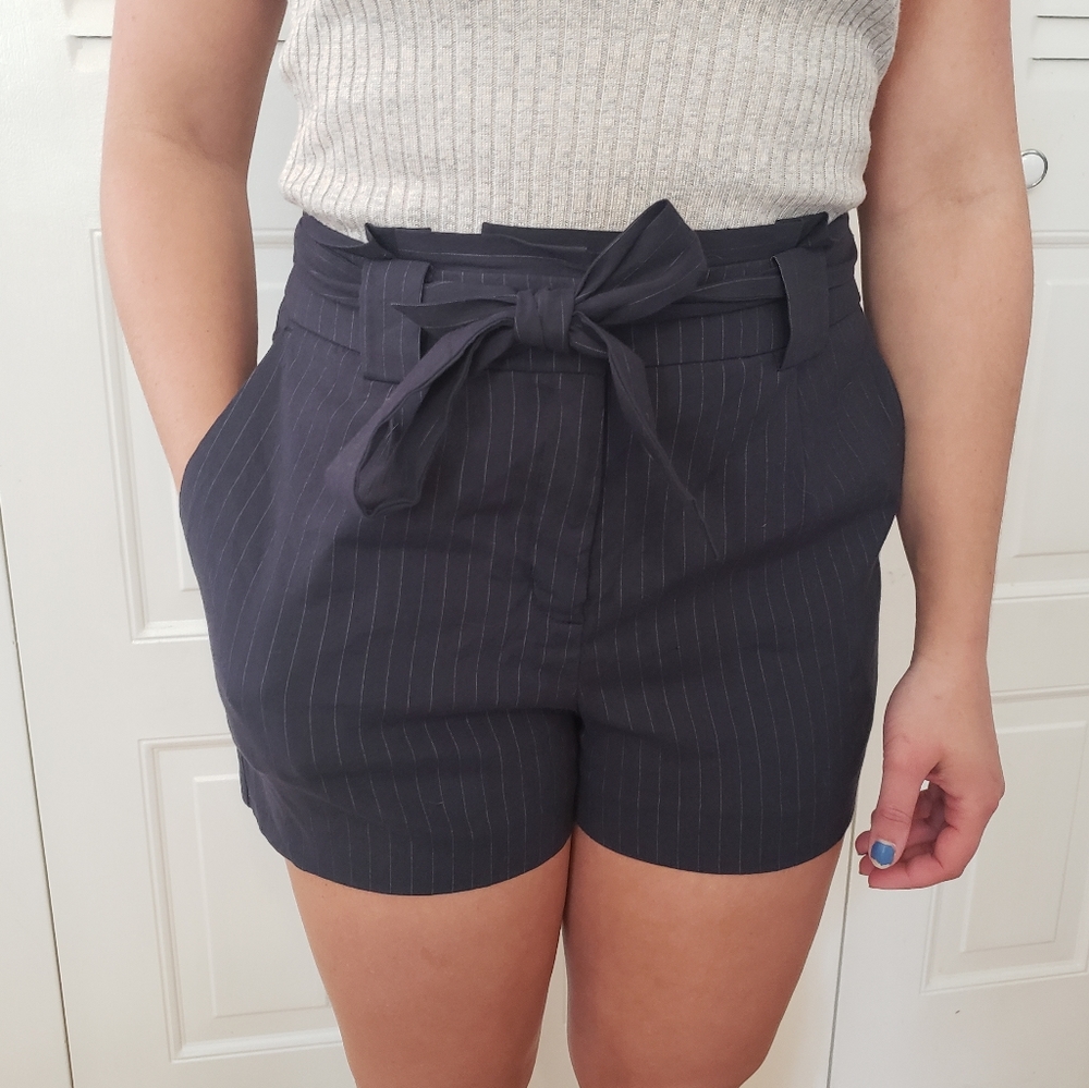 Express Navy Highrise Pin Stripe Shorts